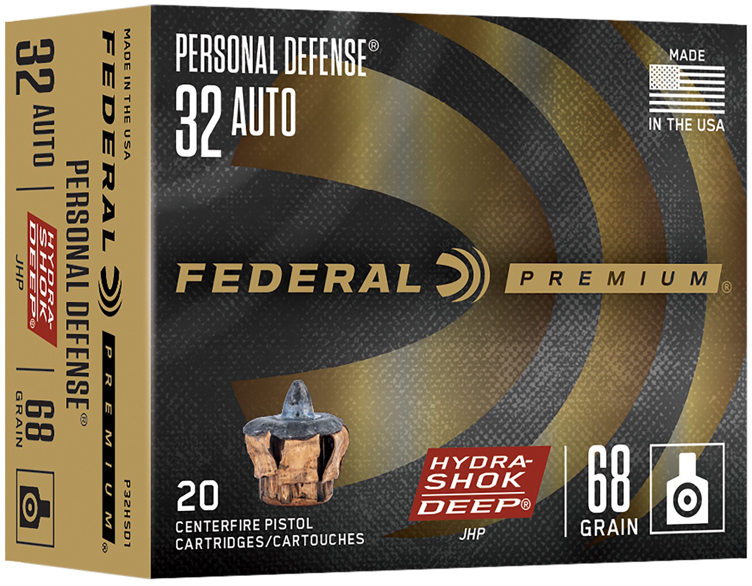 Federal Federal 32 ACP 68 Grain Hydra-Shok JHP P32HSD1