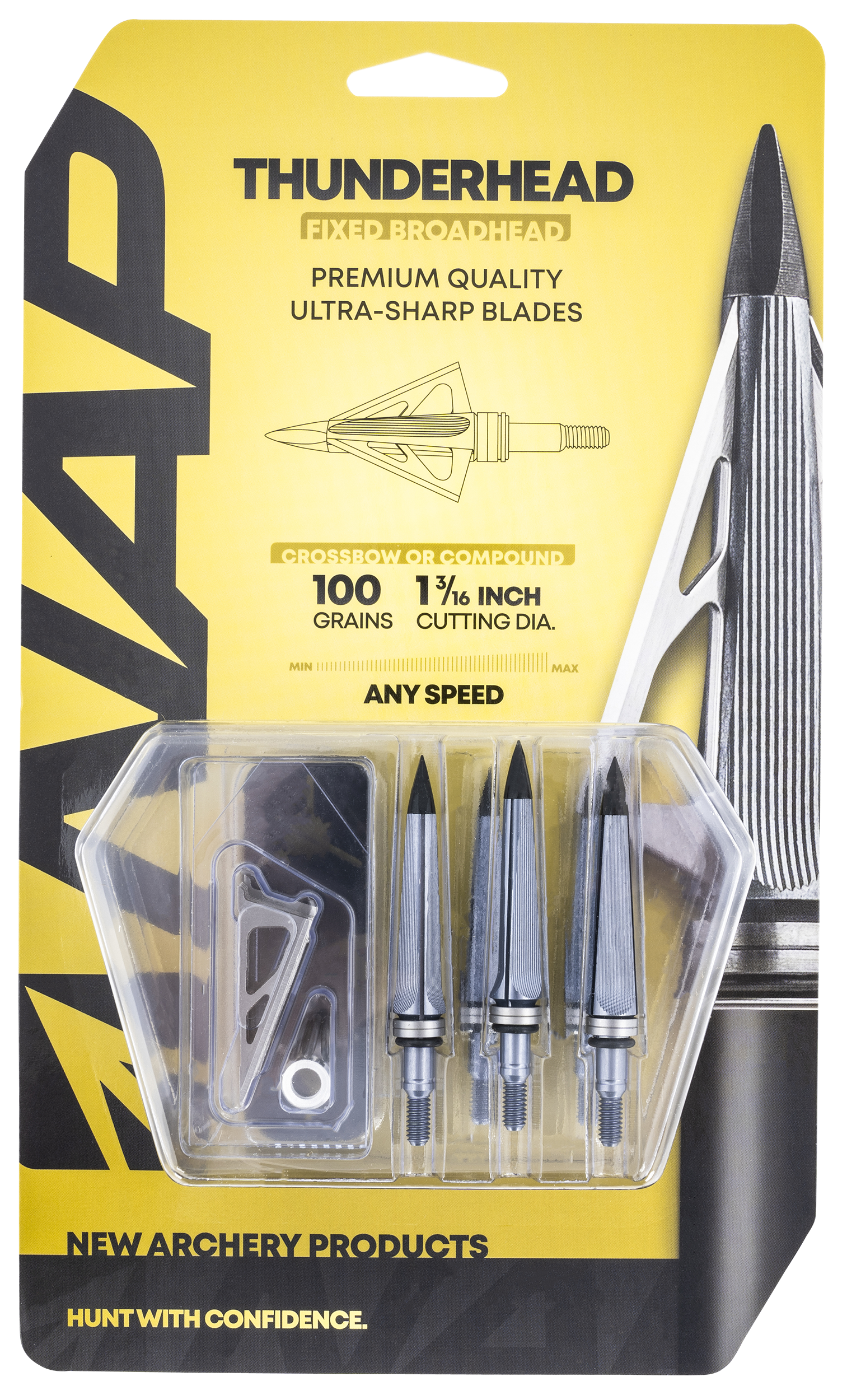New Archery Products Nap Thunderhead Fixed 100 Grain Broadhead 5 Pack Silver Blades