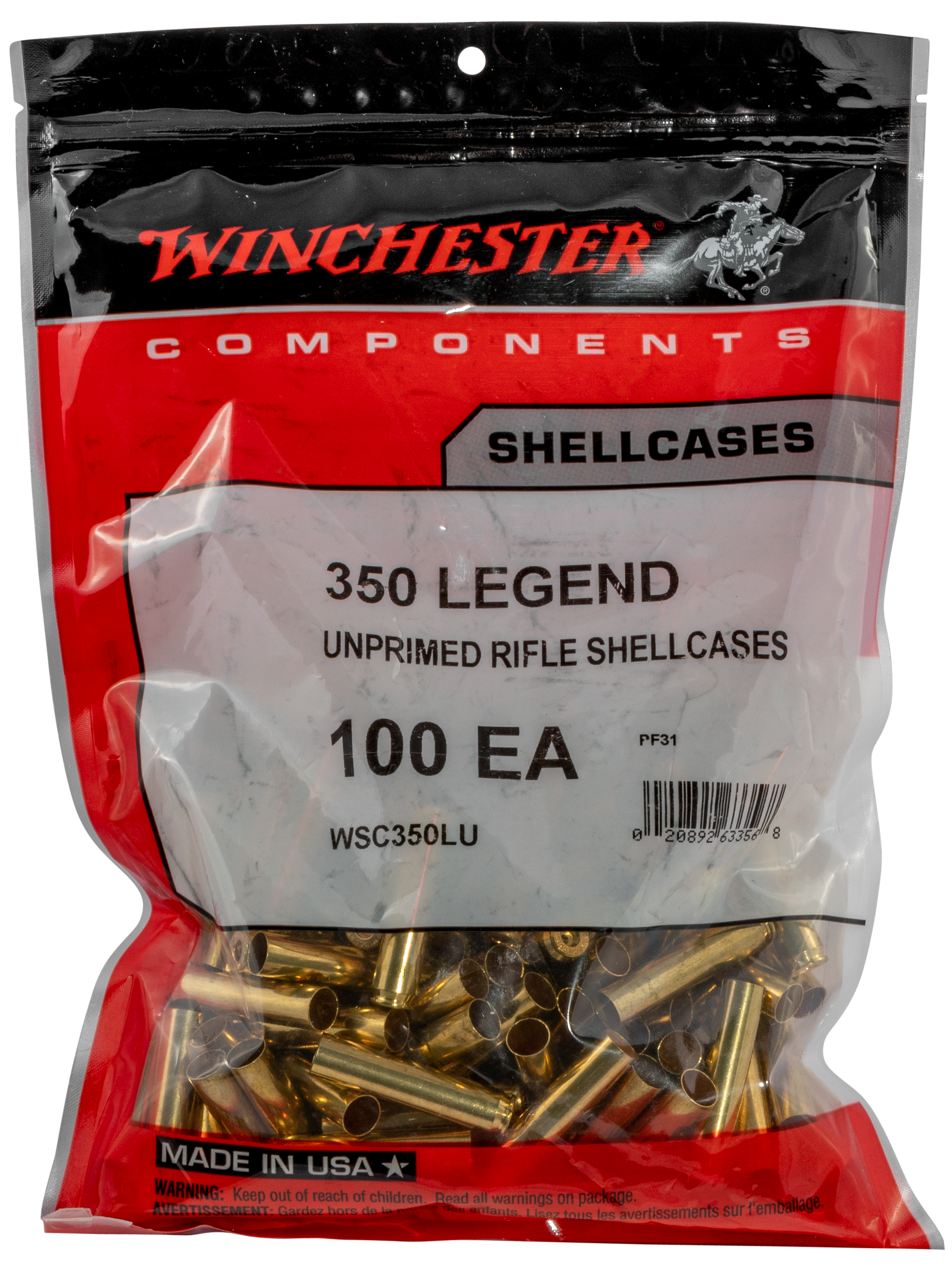 Winchester Winchester Ammo Unprimed Cases, Win Wsc350lu   Unpcase    350 Leg        100/bg
