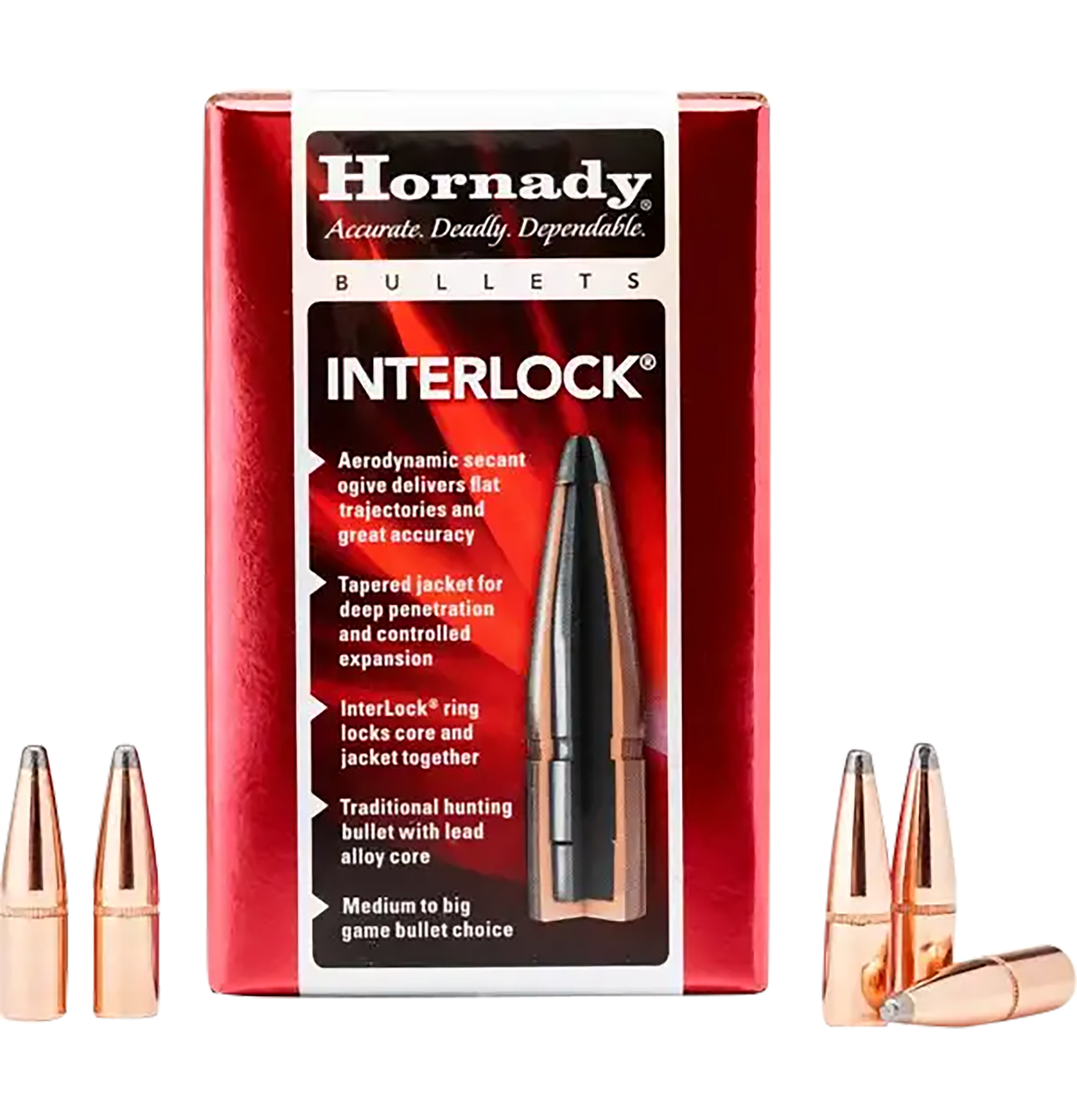 Hornady Hornady InterLock 30 Caliber 165 Gr Boat Tail Spire Point