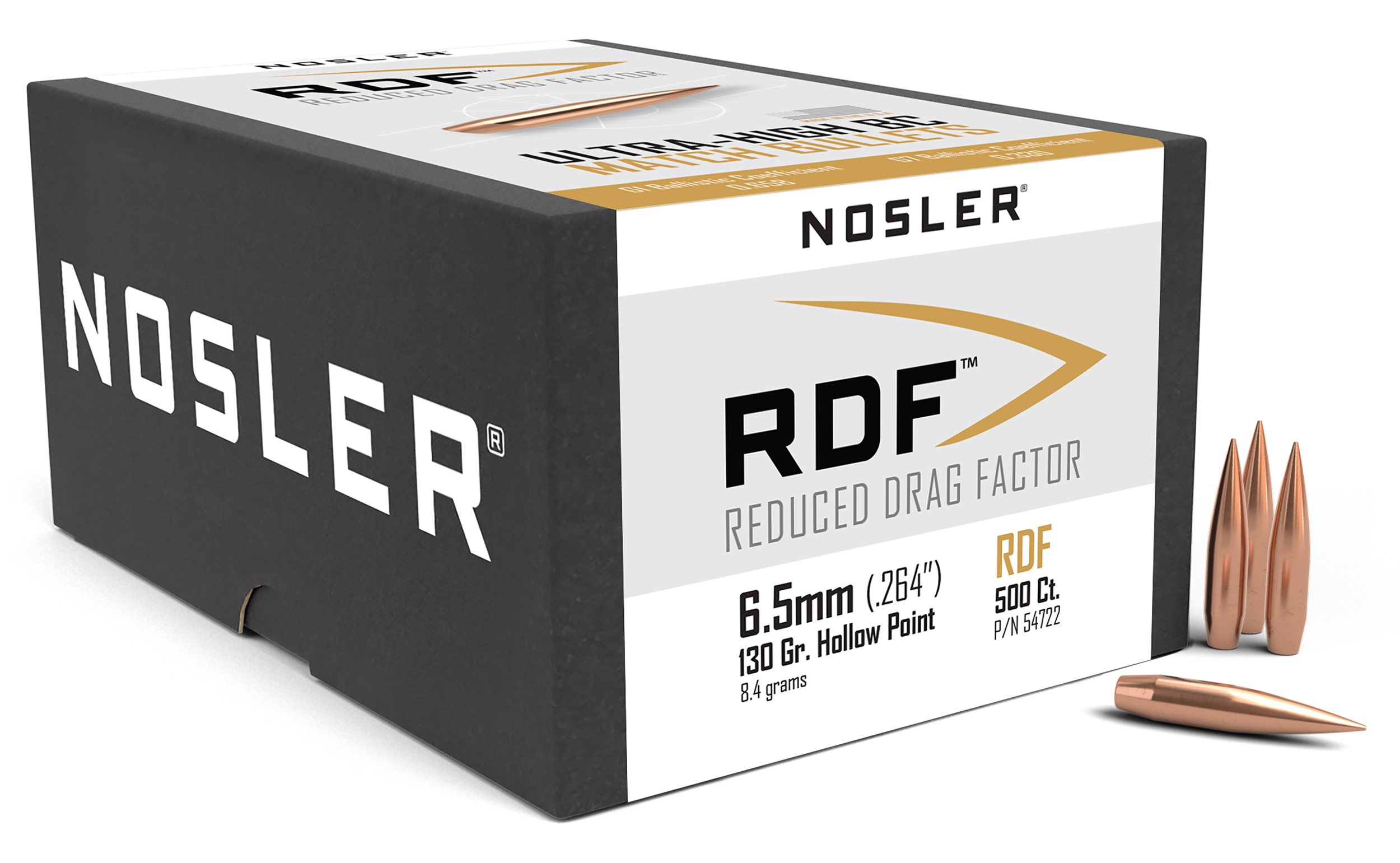 Nosler Nosler RDF 6.5mm 130 Gr Hollow Point Boat Tail (500 Count)