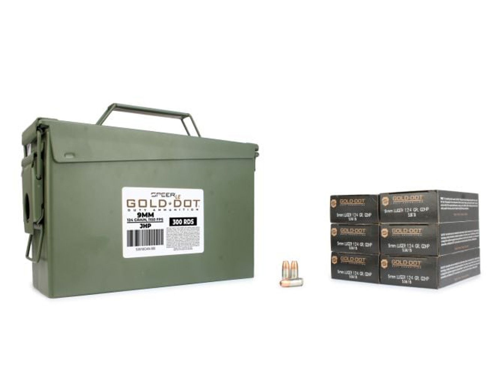 Speer Gold Dot 9mm 124 Grain JHP 300-Rounds in Heavy Duty Ammo Can