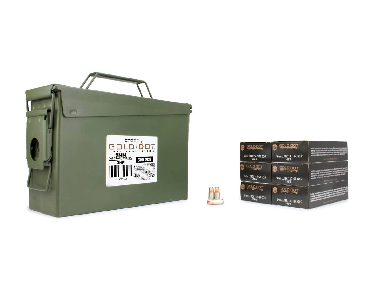 Speer Speer Gold Dot 9mm Subsonic 147 Gr JHP 300 Rounds in Heavy Duty Ammo Can