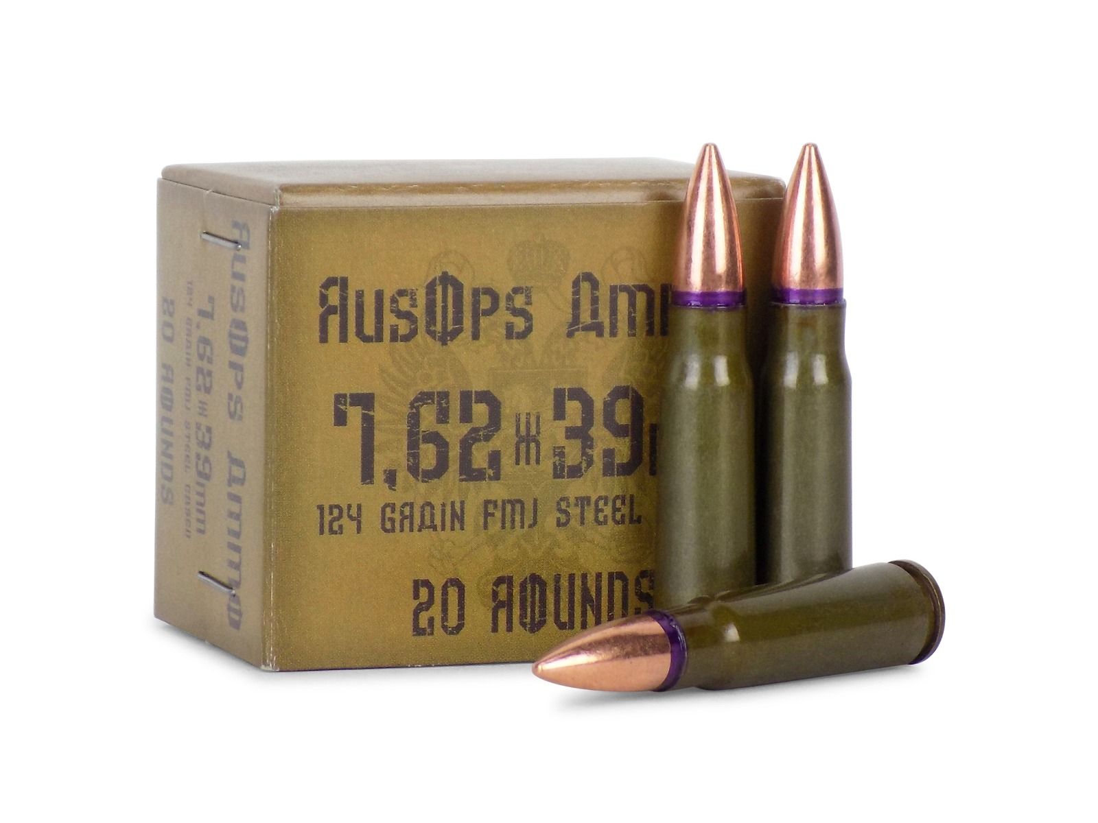 RA76239124FMJ RusOps 7.62x39 124 Grain FMJ | 7.62x39mm Ammo For