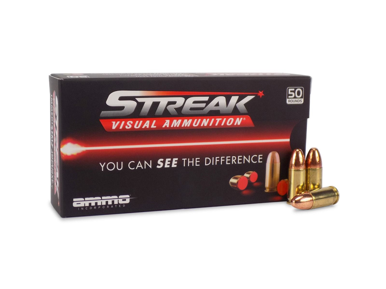 Ammo Inc Streak 9mm 124 Gr Non-Incendiary Red Tracer