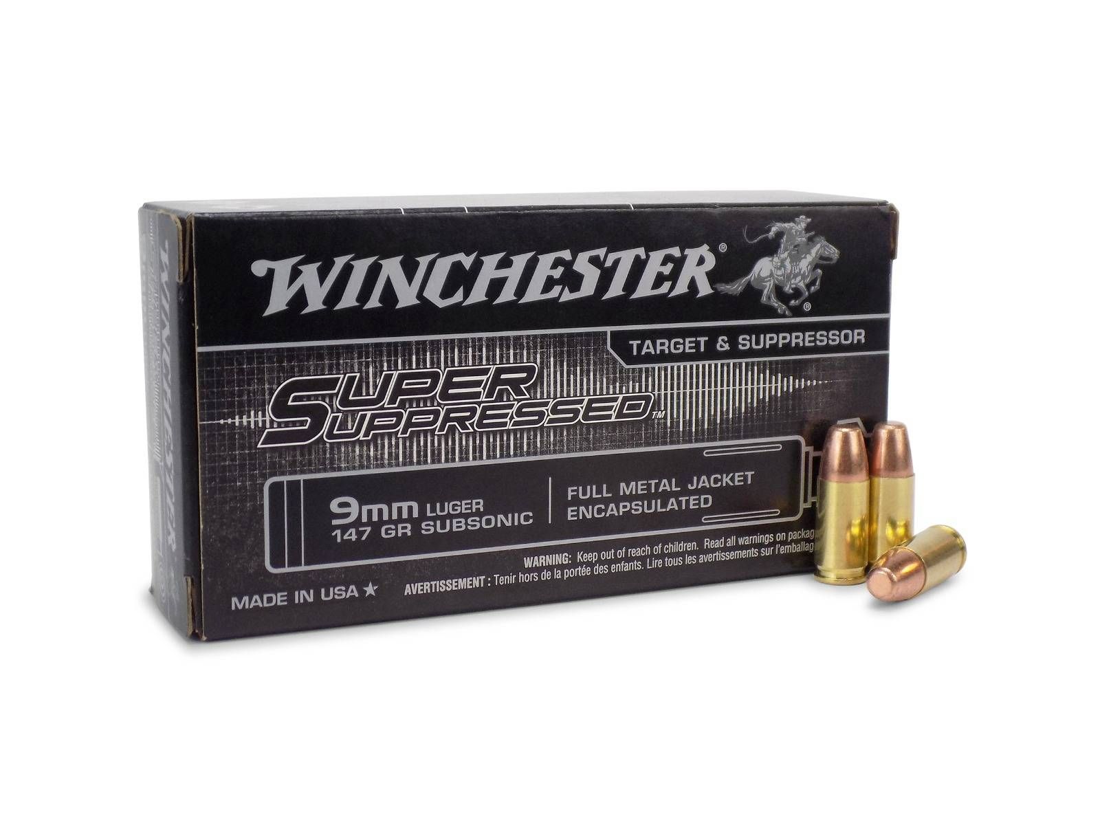 Winchester Winchester Super Suppressed 9mm 147 Gr Subsonic Encapsulated FMJ / Ships Free