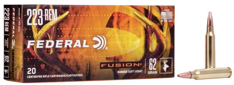 Federal Ammunition Federal Fusion 223 Remington 62 Grain Bonded Soft Point Ammo