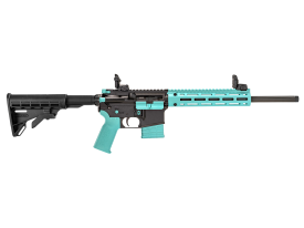 Tippmann Arms® - A101334 - M4-22 LTE Accent 22 LR 16" Semi Auto 10+1 Black Robin Egg Blue Rifle