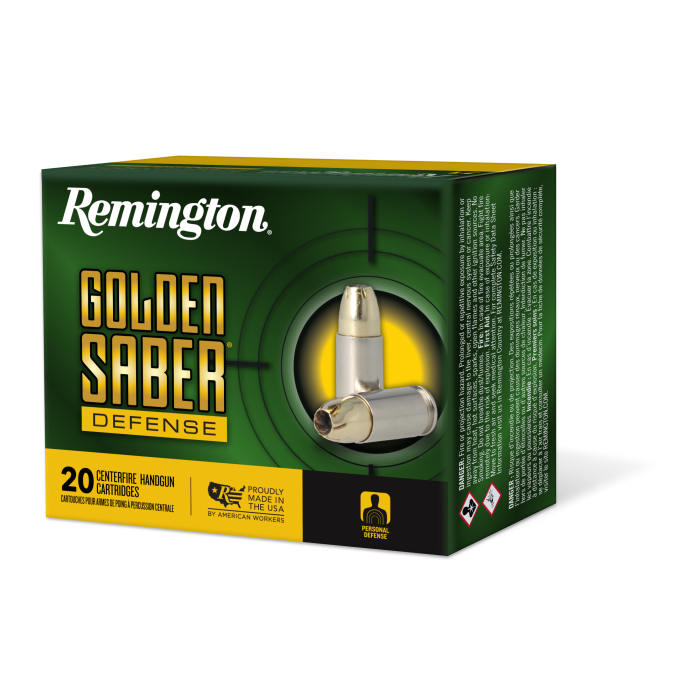 Remington Golden Saber 380 ACP 102 Grain Brass JHP 27605 Remington Golden Saber 380 ACP 102 Grain Brass JHP 27605