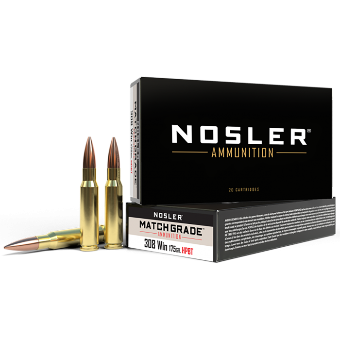 Nosler Match Grade 308 Win 175 Grain Custom Competition Hollow Point Boat Tail