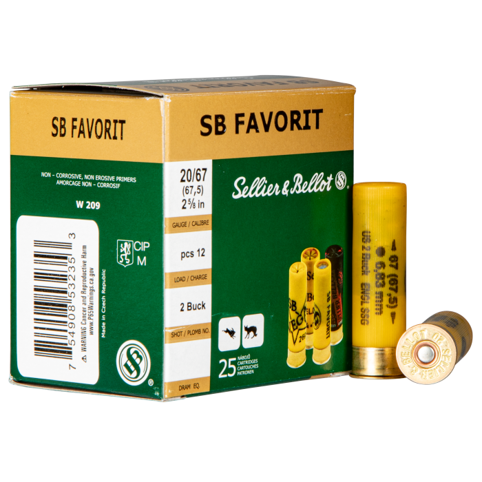 Sellier & Bellot Hunting 20 Gauge 2.75 1 oz 2 Shot SB20BSA