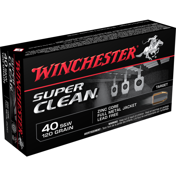 Winchester Super Clean 40 S&W 120 Grain Lead Free FMJ W40SWLF Winchester Super Clean 40 S&W 120 Grain Lead Free FMJ W40SWLF