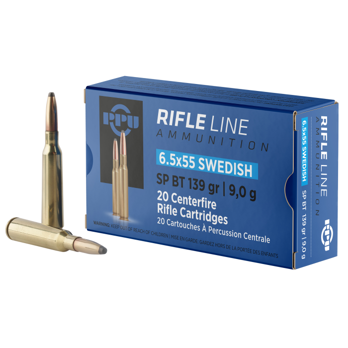 PPU Metric Rifle 6.5x55 Swedish 139 Gr Soft Point Boat Tail PPU Metric Rifle 6.5x55 Swedish 139 Gr Soft Point Boat Tail