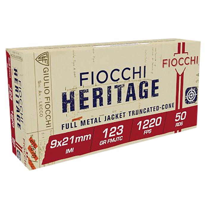 Fiocchi Heritage 9x21mm IMI 123 Gr FMJ Truncated Cone