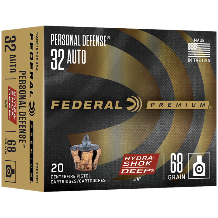 Federal 32 ACP 68 Grain Hydra-Shok JHP P32HSD1