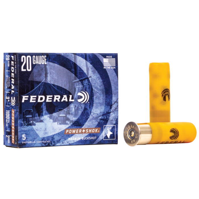 Federal Power-shok 20 Gauge 3 1 1/4 oz 2 Buck F2072B
