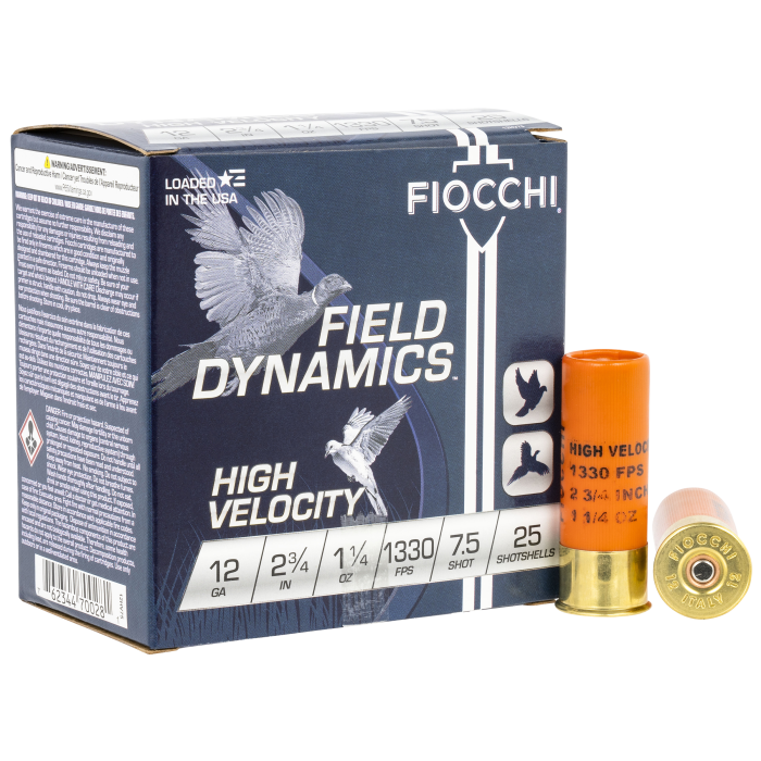 Fiocchi Field Dynamics 12 Gauge 2.75 1 1/4 oz 7.5 Shot 12HV75 Fiocchi Field Dynamics 12 Gauge 2.75 1 1/4 oz 7.5 Shot 12HV75