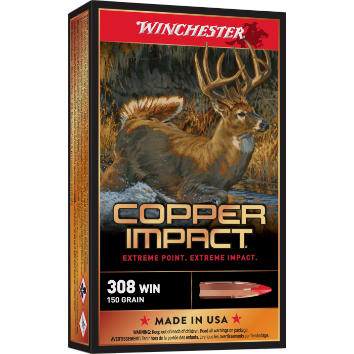 Winchester Copper Impact 308 Win 150 Grain Copper Extreme Point Lead-Free