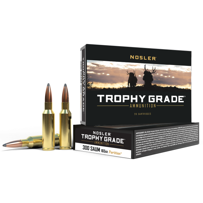 Nosler Trophy Grade 300 Rem SAUM 165 Gr Nosler Spitzer Partition Nosler Trophy Grade 300 Rem SAUM 165 Gr Nosler Spitzer Partition