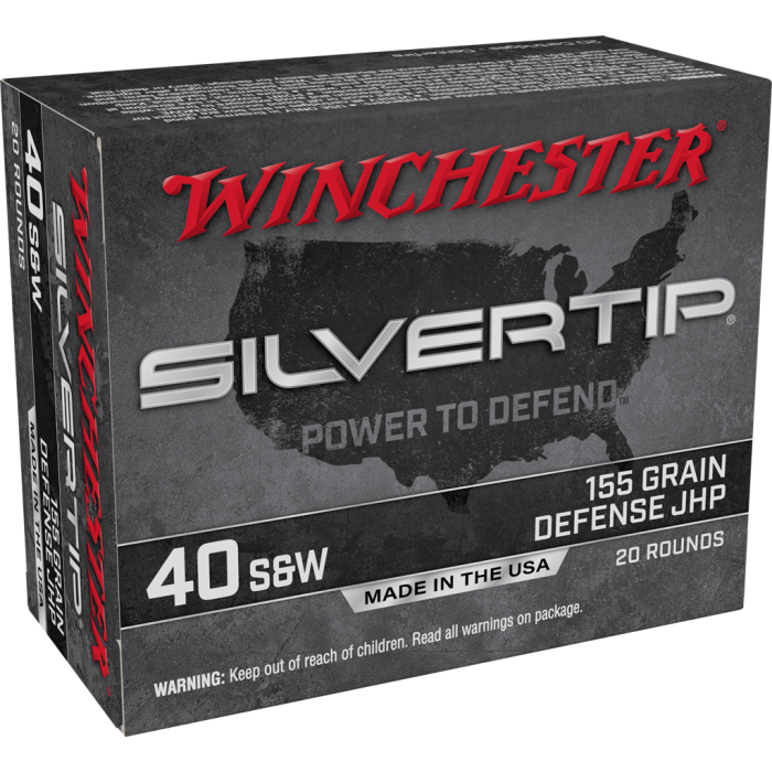 Winchester Silvertip 40 S&W 155 Grain Silvertip JHP W40SWST