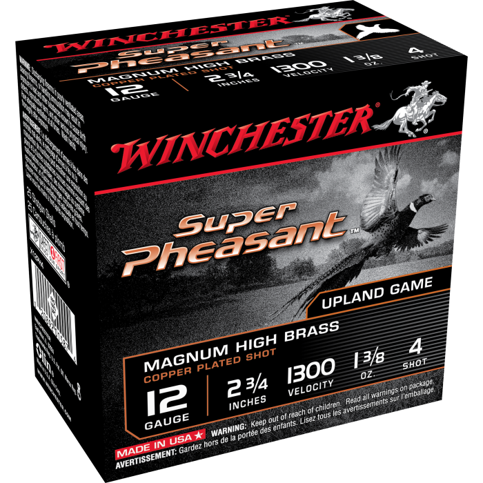 Winchester Super Pheasant 12 Gauge 2.75 1 3/8 oz 4 Shot X12PH4 Winchester Super Pheasant 12 Gauge 2.75 1 3/8 oz 4 Shot X12PH4