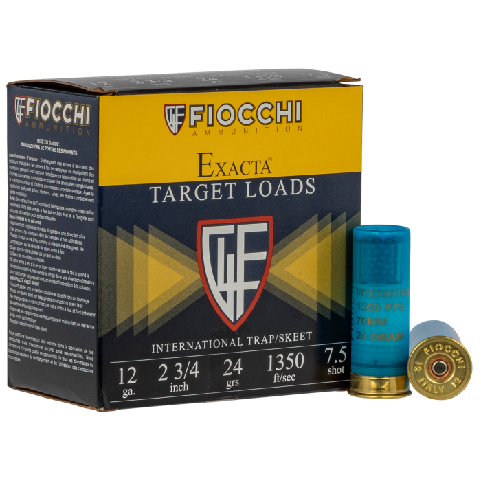 Fiocchi Exacta Target 12 Gauge 2.75 24 gram 7.5 Shot 12IN2475 Fiocchi Exacta Target 12 Gauge 2.75 24 gram 7.5 Shot 12IN2475