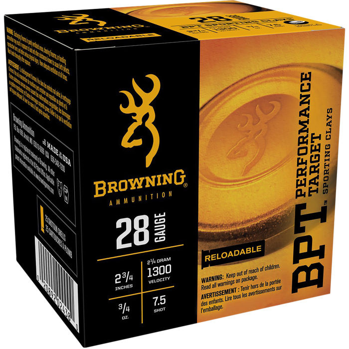 Browning Ammo Bpt Performance Target 28 Gauge 2.75 3/4 oz 7.5 Shot B193632827 Browning Ammo Bpt Performance Target 28 Gauge 2.75 3/4 oz 7.5 Shot B193632827