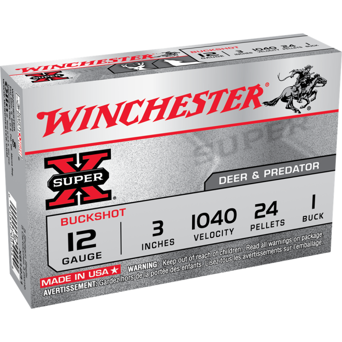 Winchester Super X 12 Gauge 3 24 Pellets 1 Buck XB1231
