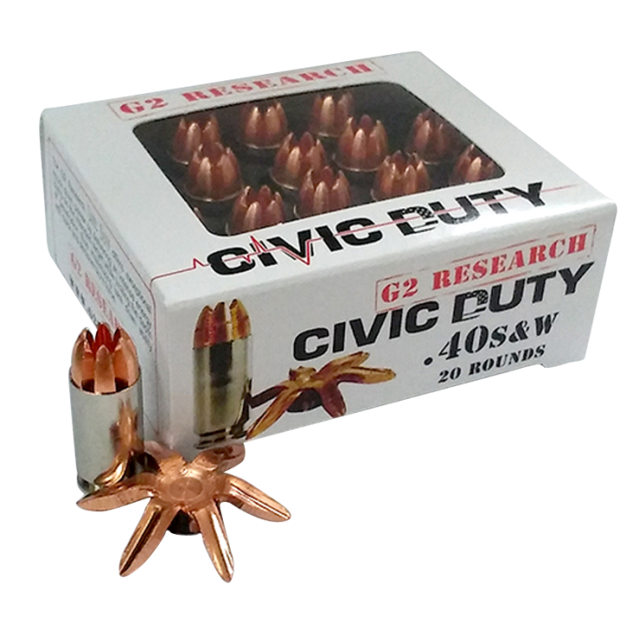 G2 Research Civic Duty 40 S&W 122 Grain Copper Expansion Projectile G00620