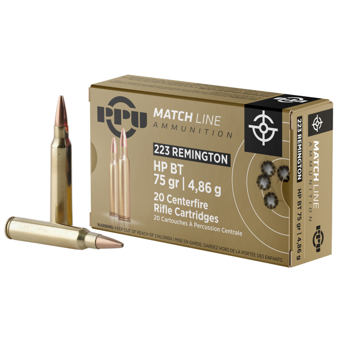 PPU Match 223 Rem 75 Gr HPBT 20 Rounds PPU Match 223 Rem 75 Gr HPBT 20 Rounds