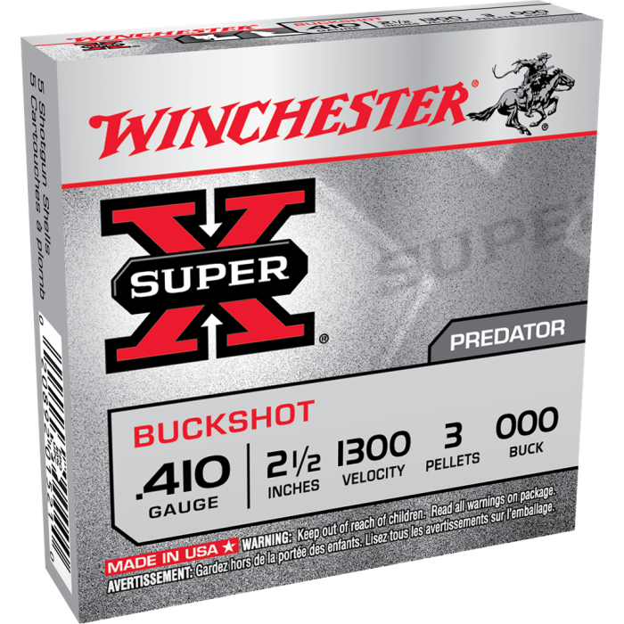 Winchester Super X 410 Gauge 2.50 3 Pellets 000 Buck XB41000 Winchester Super X 410 Gauge 2.50 3 Pellets 000 Buck XB41000