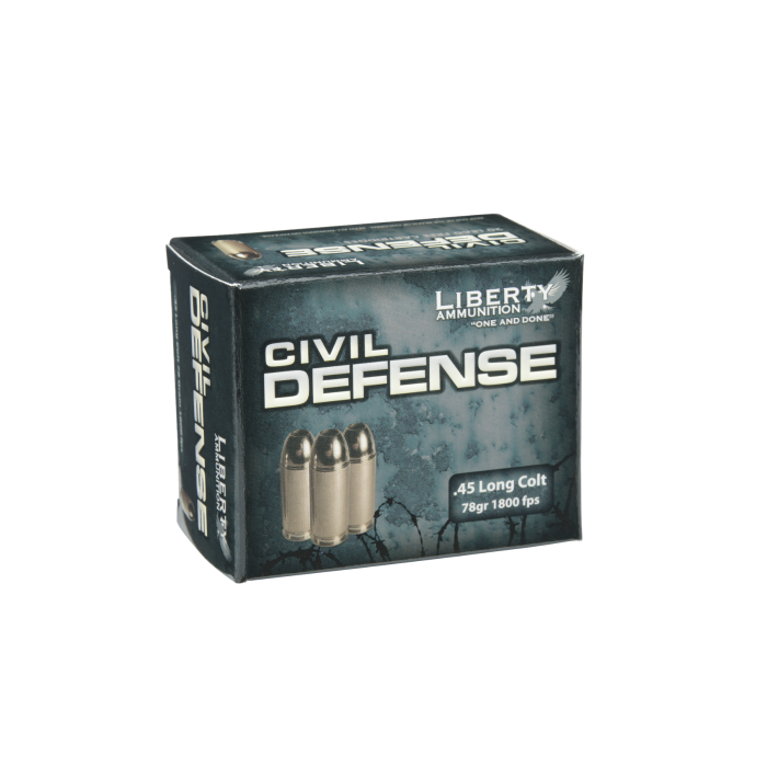Liberty Civil Defense 45 Long Colt 78 Grain Lead Free Deep Cavity LA-CD-45-031 Ammo Buy Liberty Civil Defense 45 Long Colt 78 Grain Lead Free Deep Cavity LA-CD-45-031 Ammo Buy