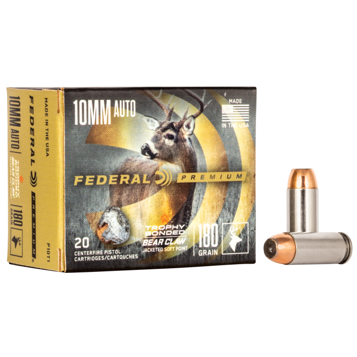 Federal Premium 10mm 180 Grain Trophy Bonded Bear Claw Jacketed Soft Point P10T1