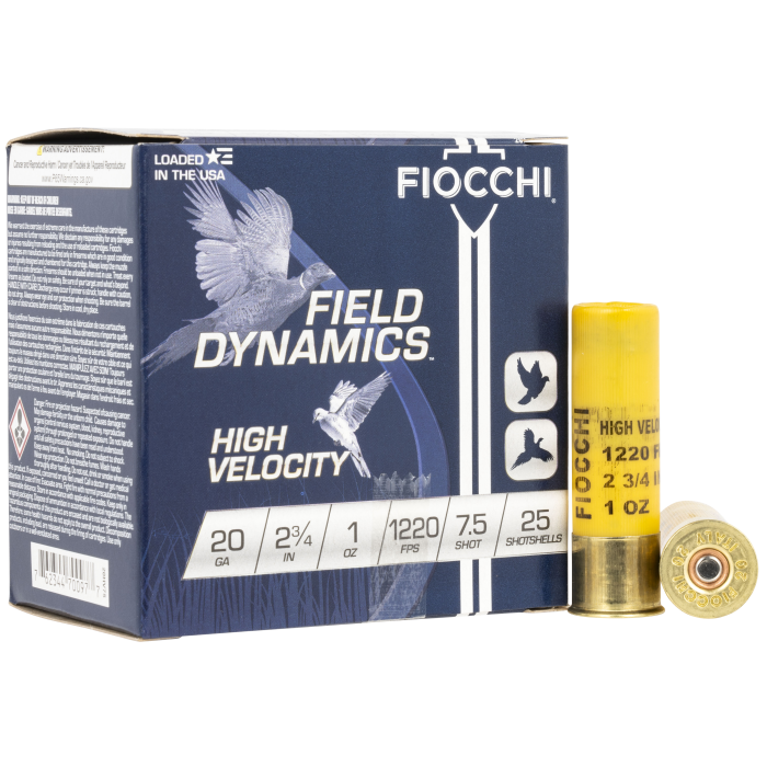 Fiocchi Field Dynamics 20 Gauge 2.75 1 oz 7.5 Shot 20HV75