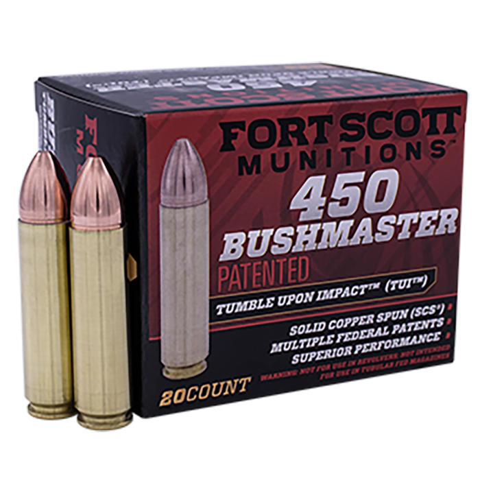 Fort Scott Munitions Tumble Upon Impact 450 Bushmaster 250 Grain Solid Copper Spun Fort Scott Munitions Tumble Upon Impact 450 Bushmaster 250 Grain Solid Copper Spun