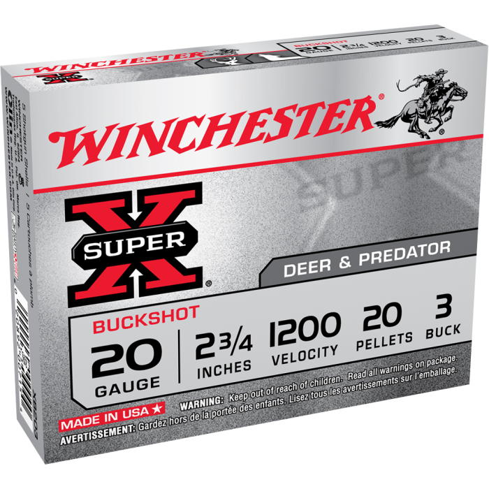 Winchester 20 Gauge 2.75 20 Pellets 3 Buck