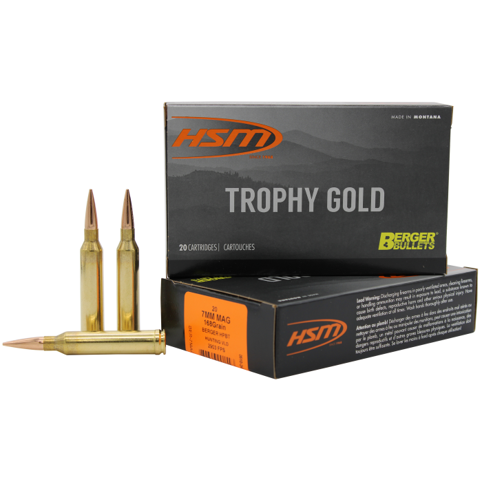 Hsm Trophy Gold 7mm Rem Mag 168 Gr Berger Hunting VLD Match