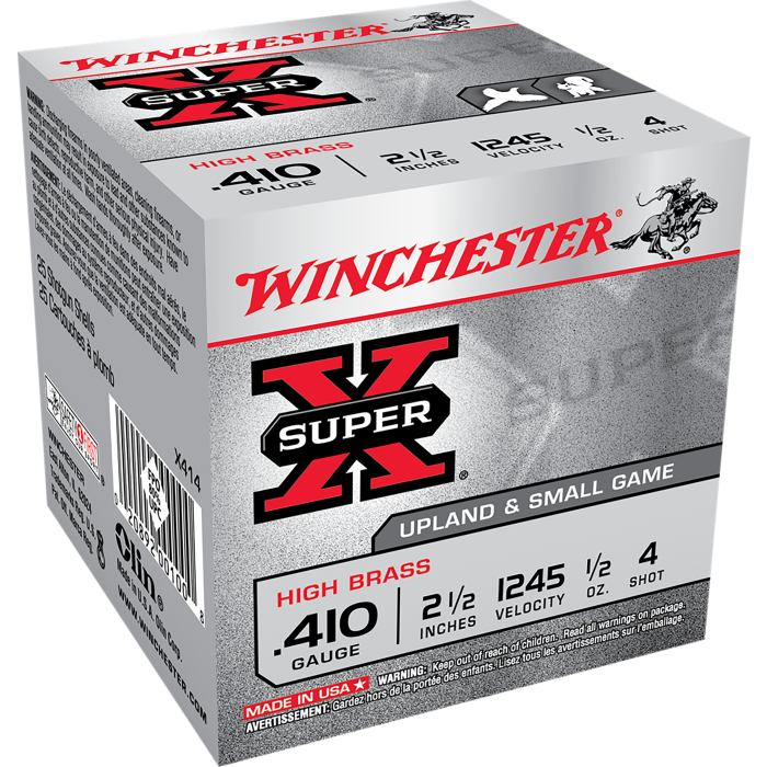 Winchester Super X 410 Gauge 2.50 1/2 oz 4 Shot X414 Winchester Super X 410 Gauge 2.50 1/2 oz 4 Shot X414