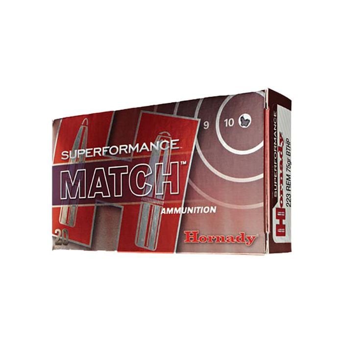 Hornady Superformance Match 223 Remington 75 Gr Hollow Point Boat-Tail Hornady Superformance Match 223 Remington 75 Gr Hollow Point Boat-Tail