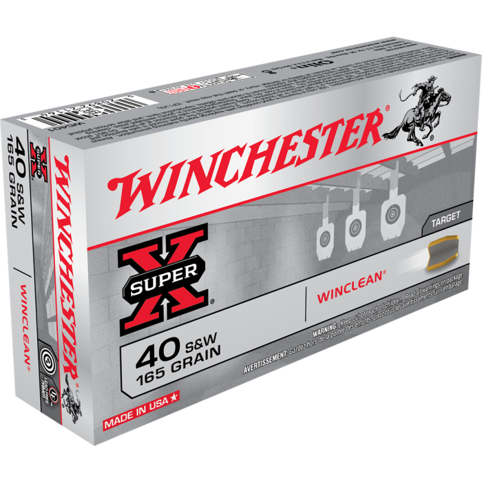 Winchester Super X 40 S&W 165 Grain Winclean Brass Enclosed Base WC401