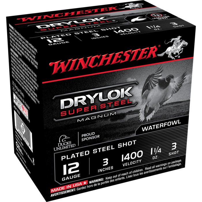 Winchester Drylok Super Steel 12 Gauge 3 1 1/4 oz 3 Shot XSV1233 Winchester Drylok Super Steel 12 Gauge 3 1 1/4 oz 3 Shot XSV1233