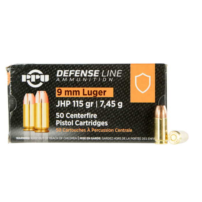 Ppu Defense 9mm 115 Grain JHP PPD91