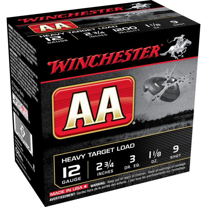 Winchester Aa 12 Gauge 2.75 1 1/8 oz 9 Shot AAM129 Winchester Aa 12 Gauge 2.75 1 1/8 oz 9 Shot AAM129