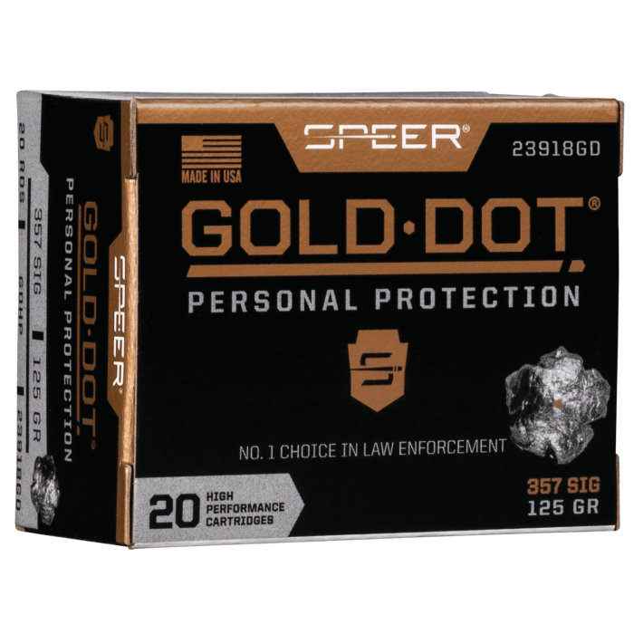 Speer Gold Dot 357 Sig 125 Grain Hollow Point 23918GD