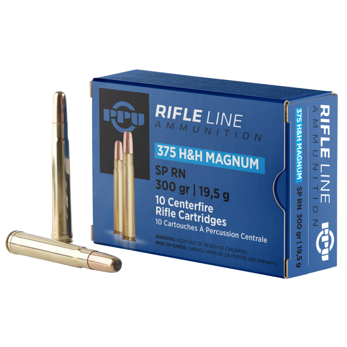 PPU Standard Rifle 375 H&H Mag 300 Gr SP RN 10 Rounds