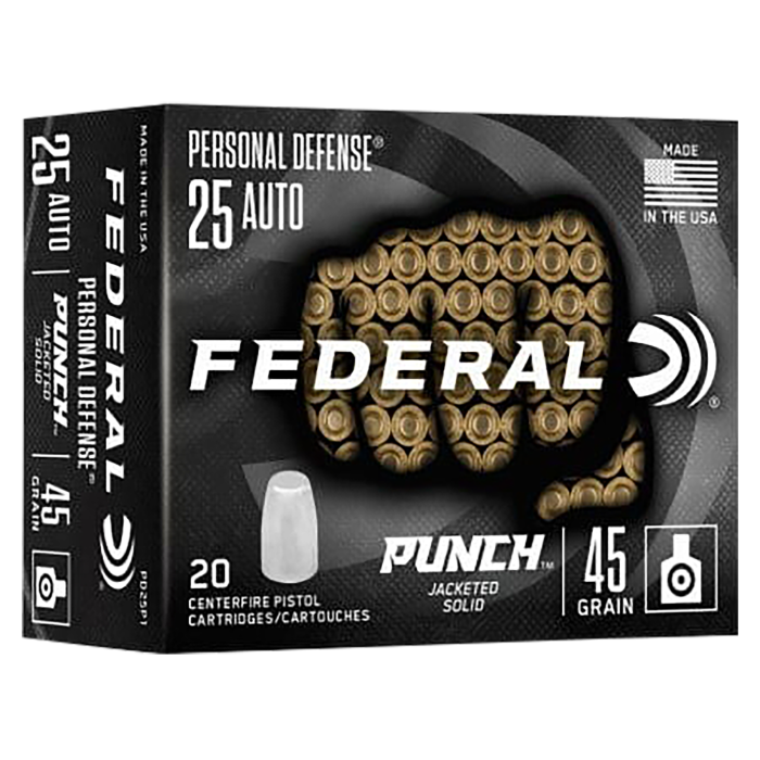 Federal 25 ACP 45 Grain Punch Hollow Point PD25P1 Federal 25 ACP 45 Grain Punch Hollow Point PD25P1
