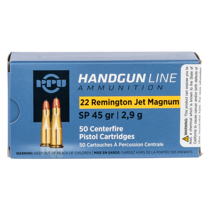 PPU Handgun 22 Rem Jet Mag 45 Gr SP 50 Rounds
