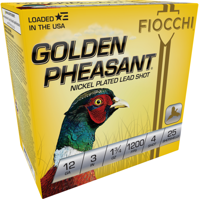 Fiocchi Golden Pheasant 12 Gauge 3 1 3/4 oz 4 Shot 123GP4 Fiocchi Golden Pheasant 12 Gauge 3 1 3/4 oz 4 Shot 123GP4