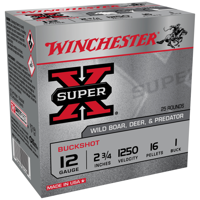 Winchester 12 Gauge 2.75 16 Pellets 1 Buck Buffered Winchester 12 Gauge 2.75 16 Pellets 1 Buck Buffered