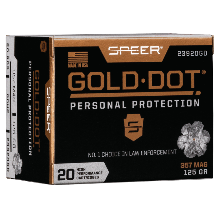Speer Gold Dot 357 Magnum 125 Grain Hollow Point 23920GD